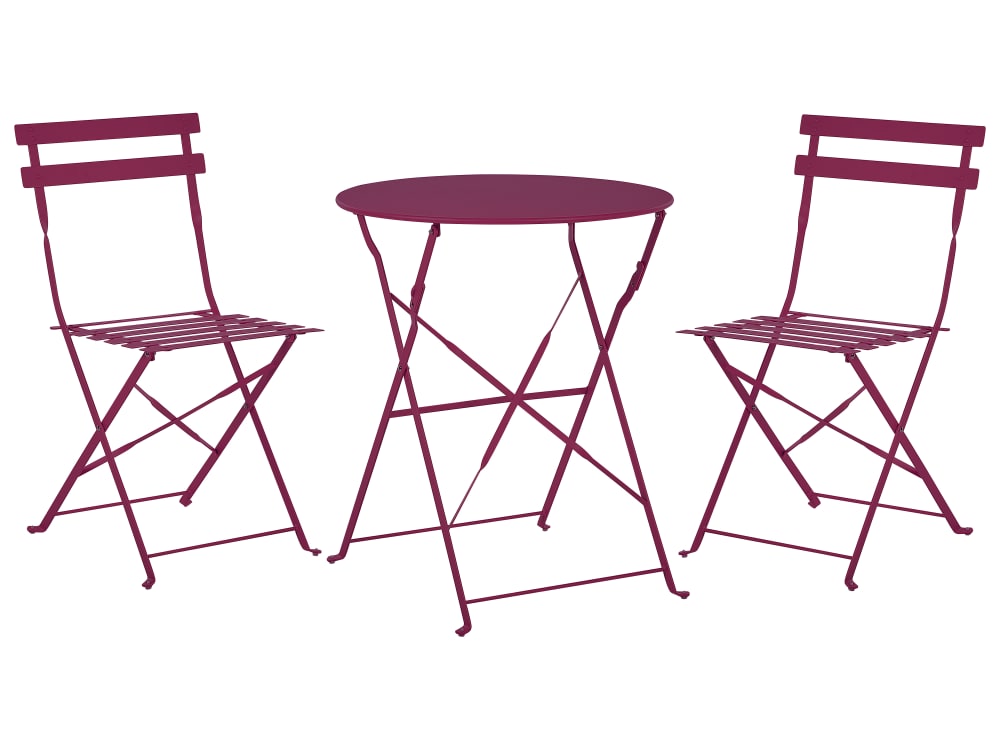Bistro Set 2 Personen Aus Stahl, Rot