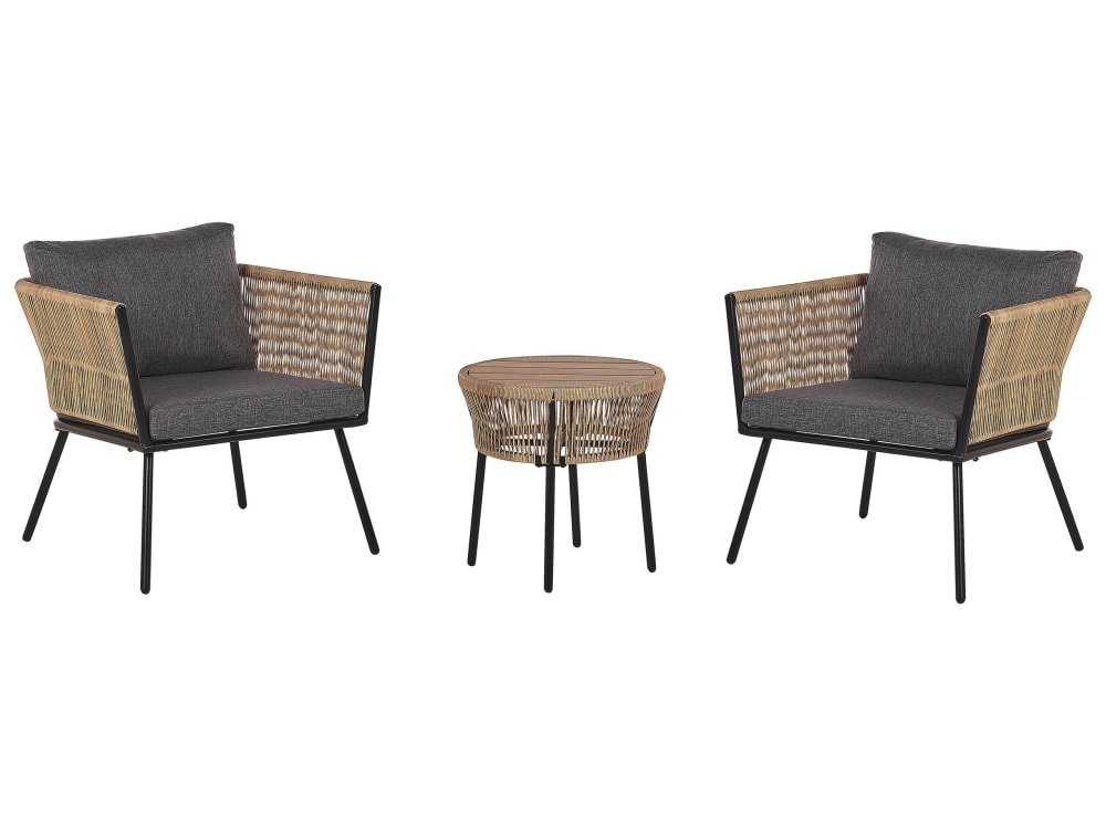 Salon de jardin bistrot effet rotin naturel
