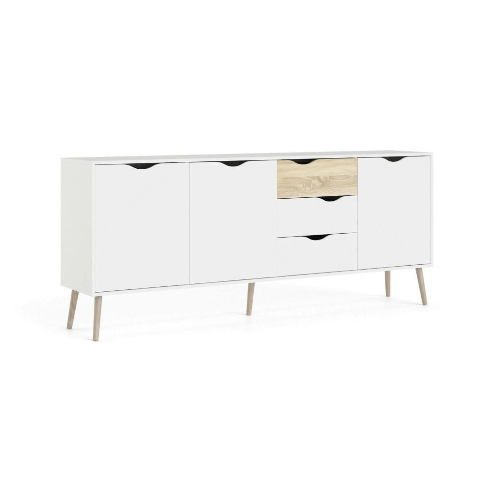 Buffet effet bois blanc 195x39 cm