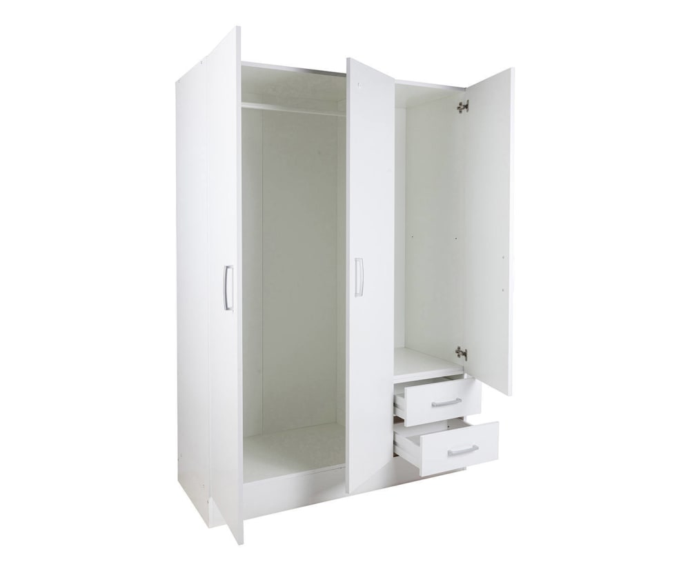 Armoire 3 portes effet bois blanc 120x50 cm - Maisons du Monde
