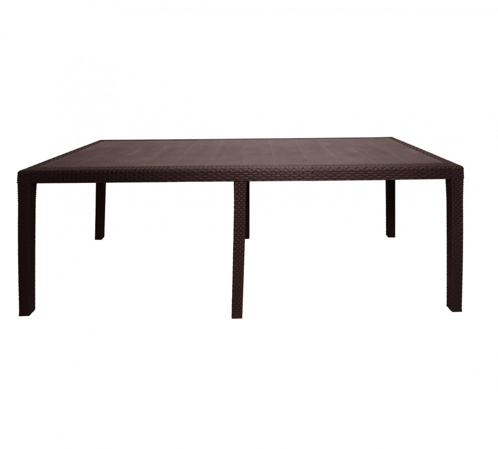 Mesa de exterior de plástico marrón 150x90x72 cm