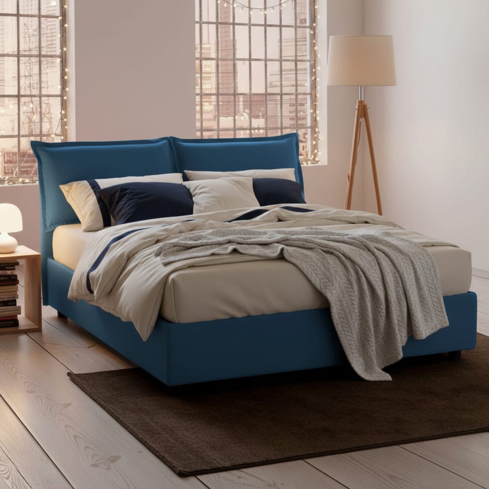 Doppelbett aus Stoff blau 160x190 cm - Maisons Du Monde