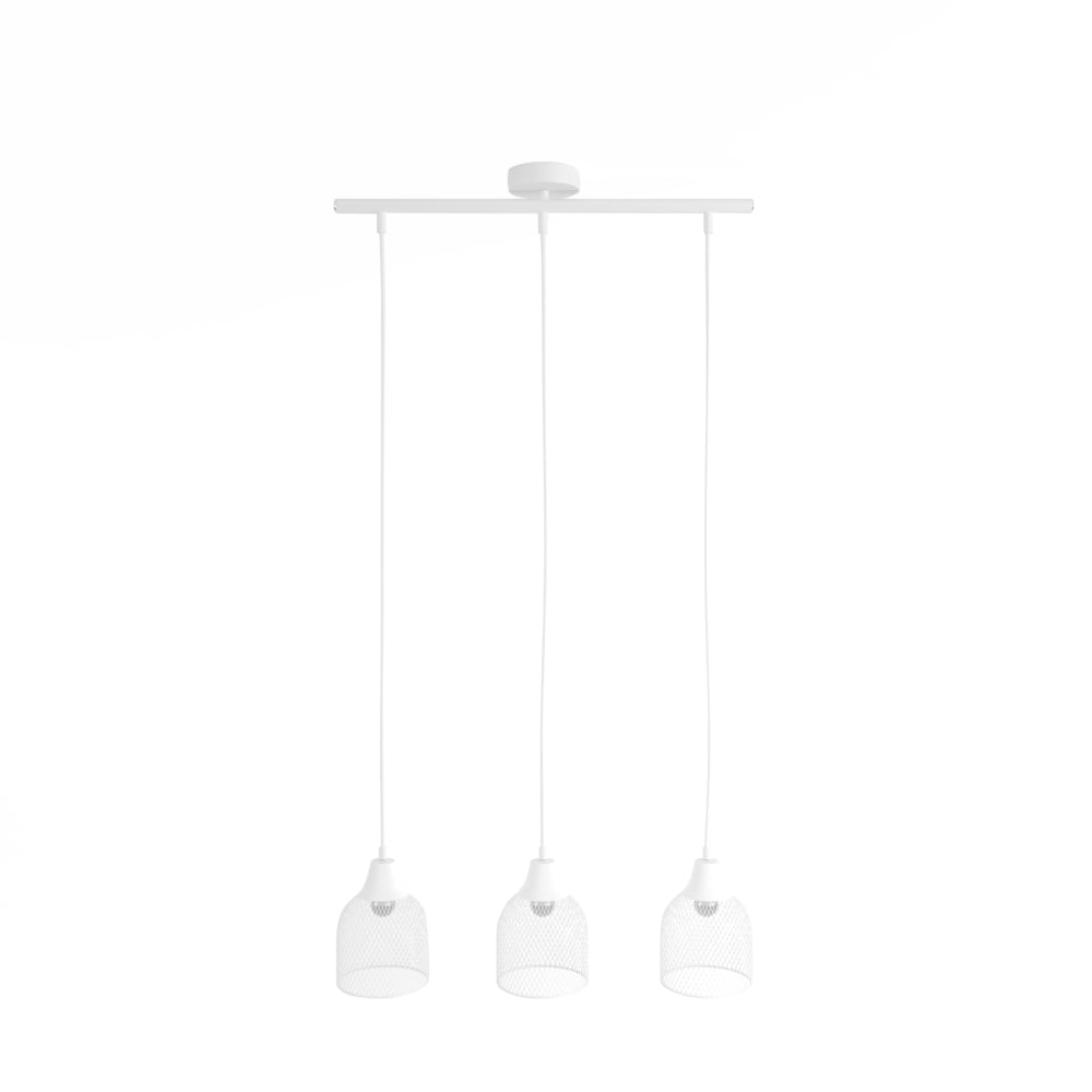Suspension triple en métal blanc