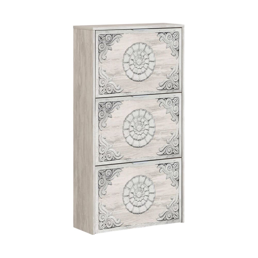 Meuble à chaussures effet bois blanc 60x22 cm