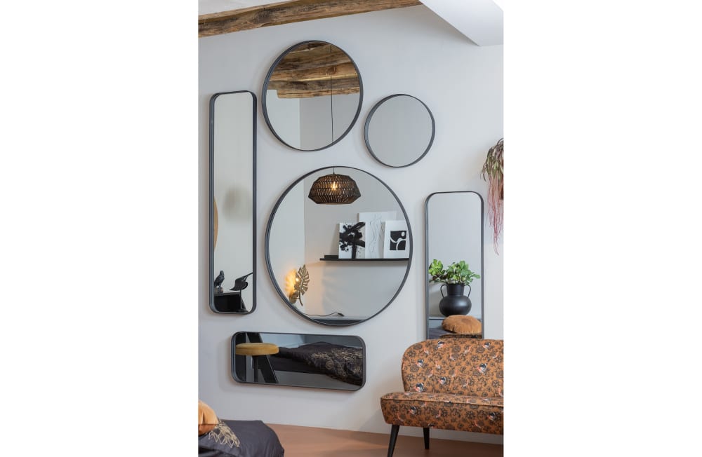 Miroir rond en métal noir - Maisons du Monde