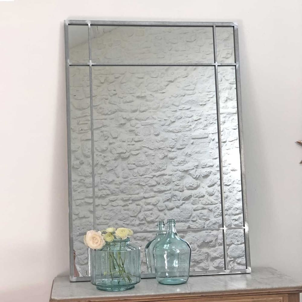 Specchio rettangolare in metallo grigio 130x90 cm - Decoclico