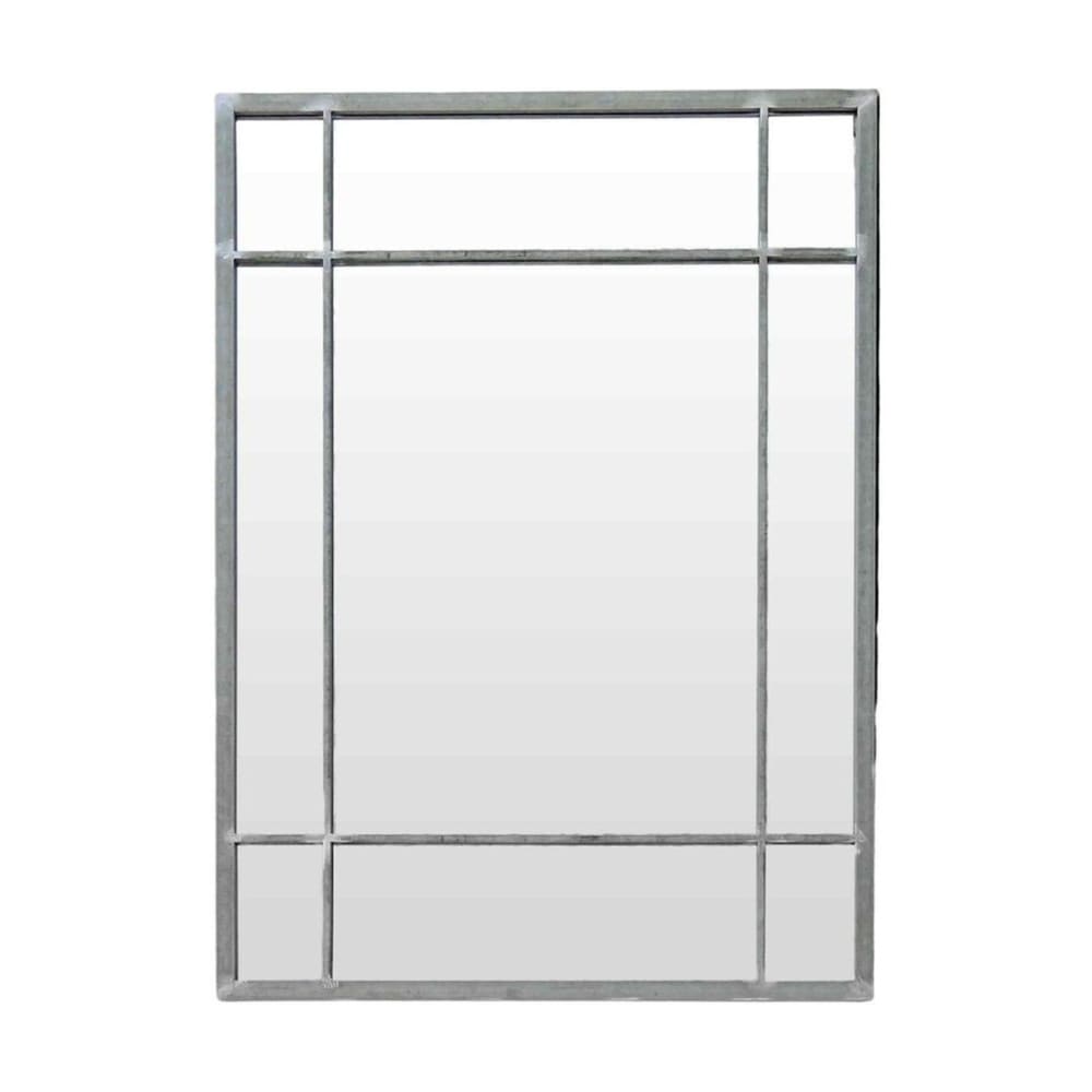 Miroir Art Déco en métal finition zinc 97 x 67 cm