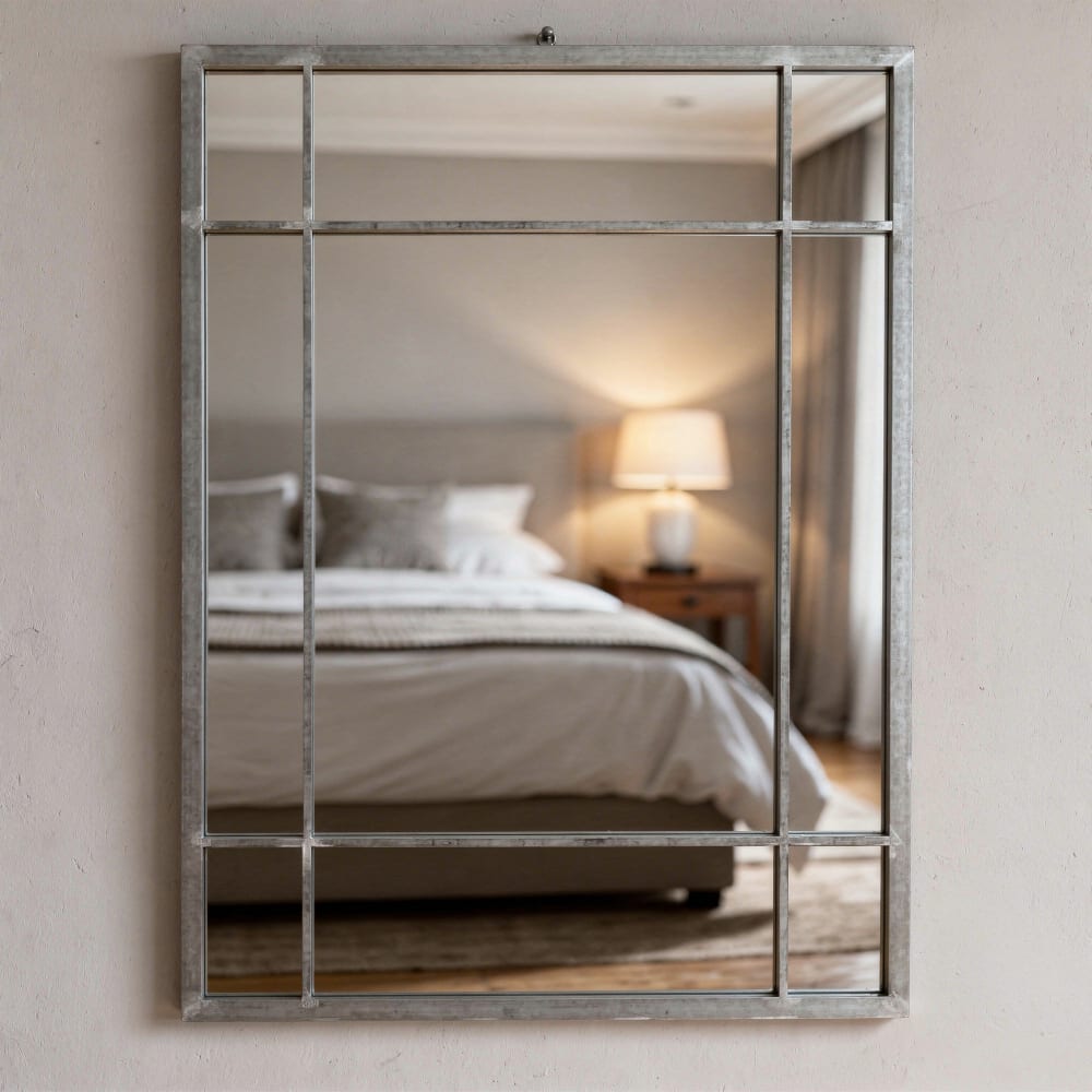 Espejo Art Déco de metal acabado zinc 97 x 67 cm - Maisons du Monde