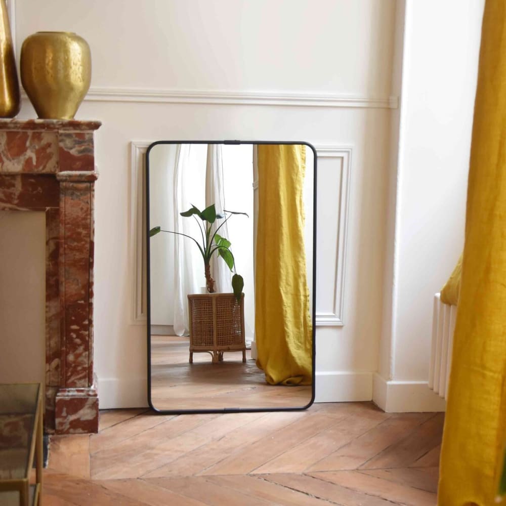 Miroir rectangulaire en métal noir 85x55 cm - Maisons du Monde