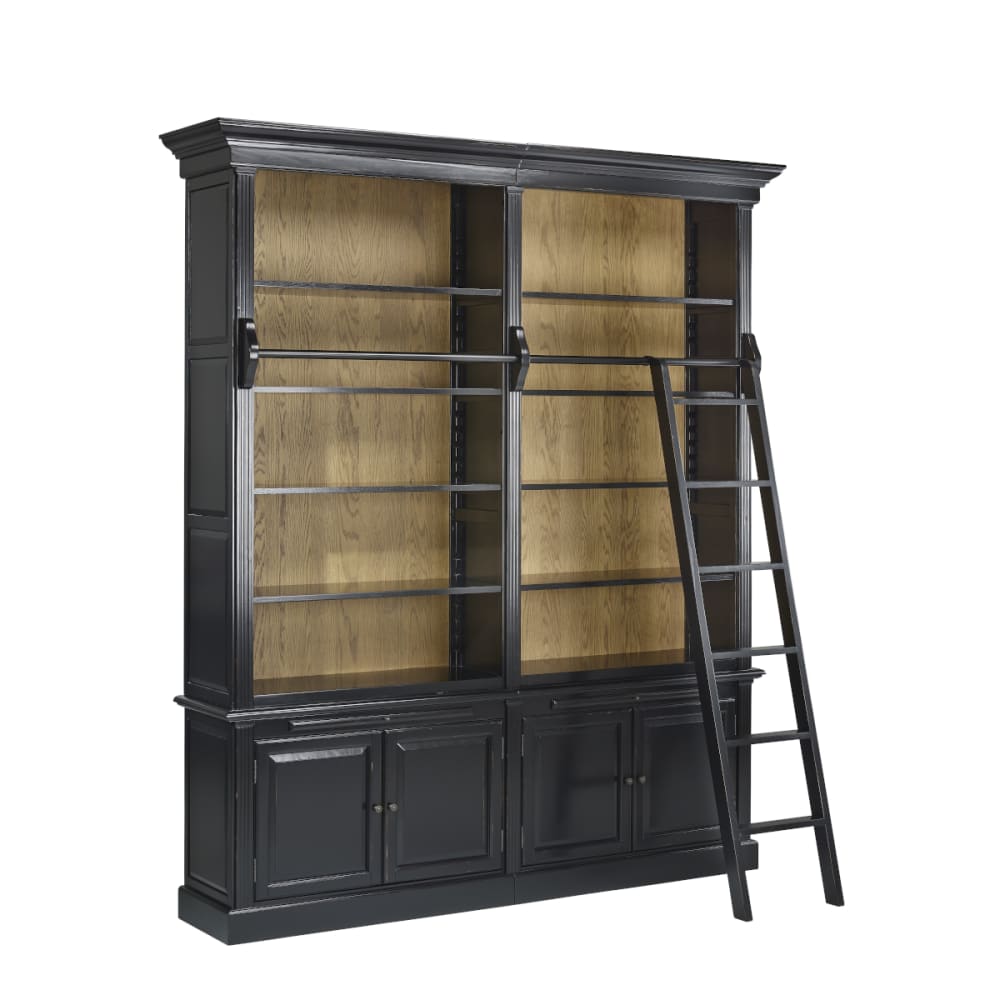 Bibliothèque style shabby chic en pin, 4 portes noire
