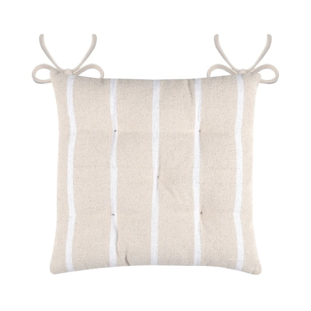 Lovely casa Galettes de chaise 5 points blanc coton 40x40cm - Lot de 4