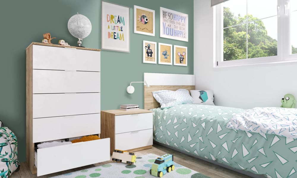 Kommode in Eichenholzoptik, weiß 60x40h110 cm - Maisons Du Monde