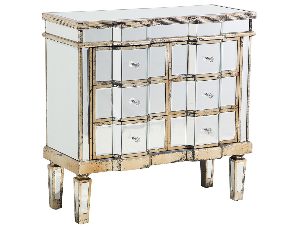 Buffet miroir en verre de 6 tiroirs