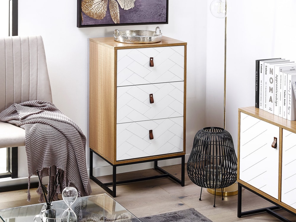 Kommode mit 3 Schubladen aus Holzwerkstoff 91cm, weiß - Maisons