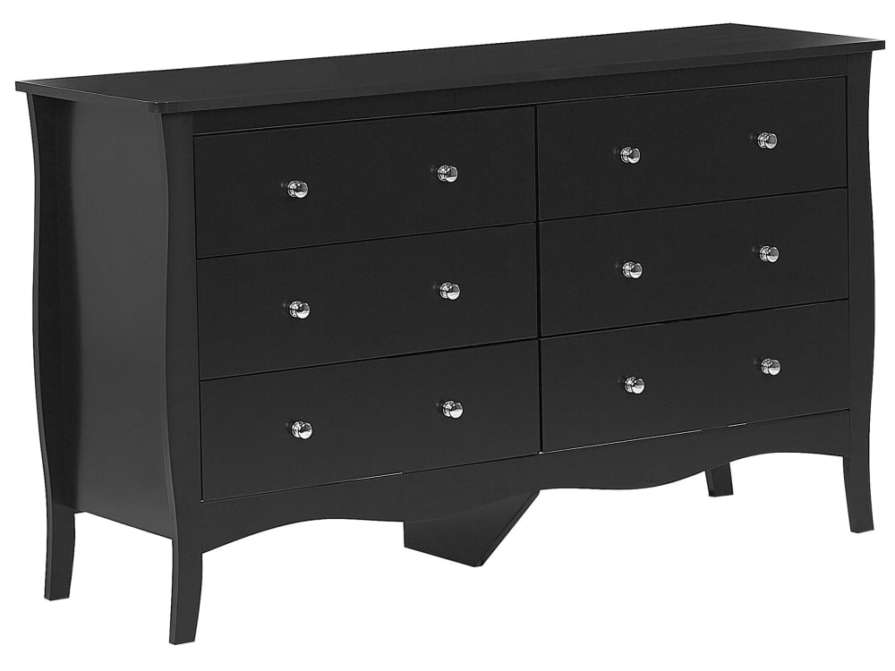 Beliani Kommode mit 6 Schubladen aus Holzwerkstoff 75cm, schwarz style classic chic - Spanplatte