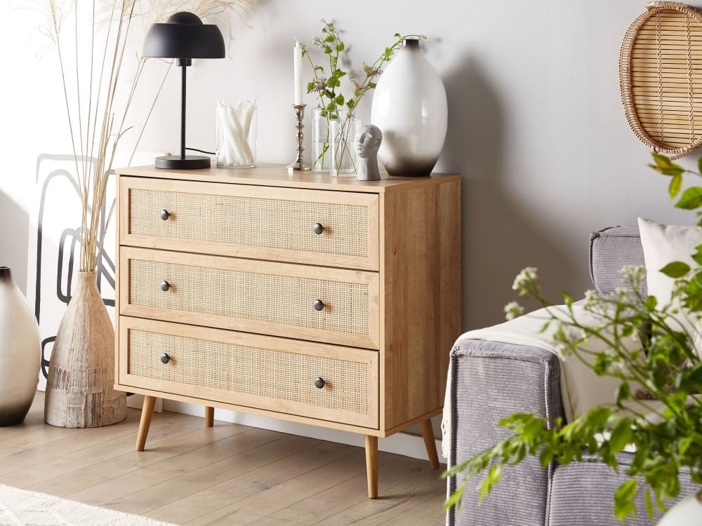 Kommode mit 3 Schubladen aus Holzwerkstoff 79cm, braun - Maisons
