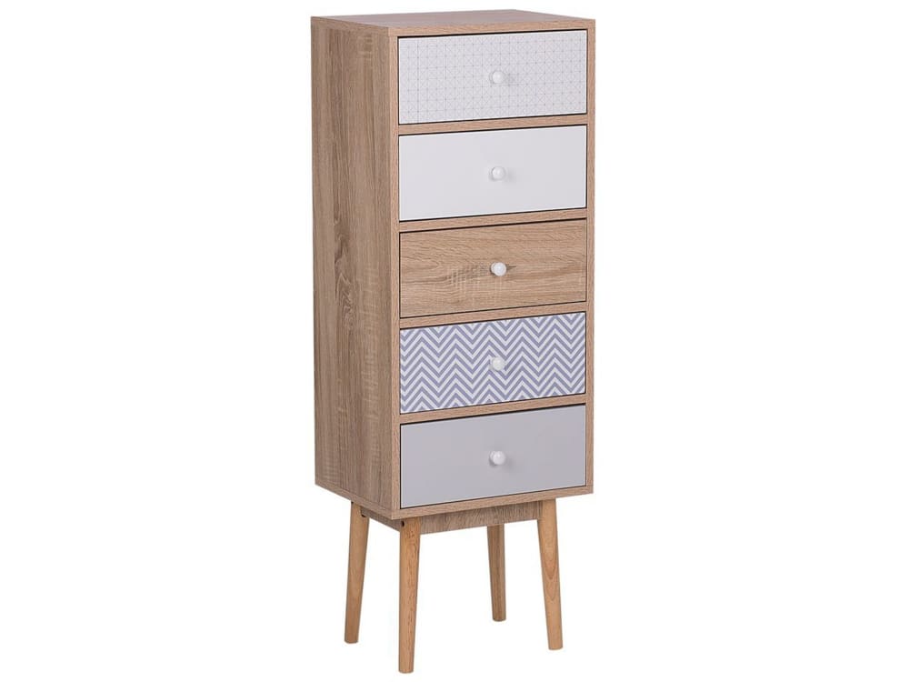 Beliani Kommode mit 5 Schubladen aus Holzwerkstoff 112cm, braun style classic chic - Spanplatte