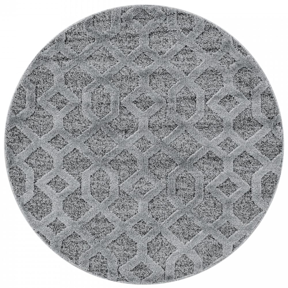 YASI - Tapis Berbère Rond à relief - Gris 120 x 120 cm