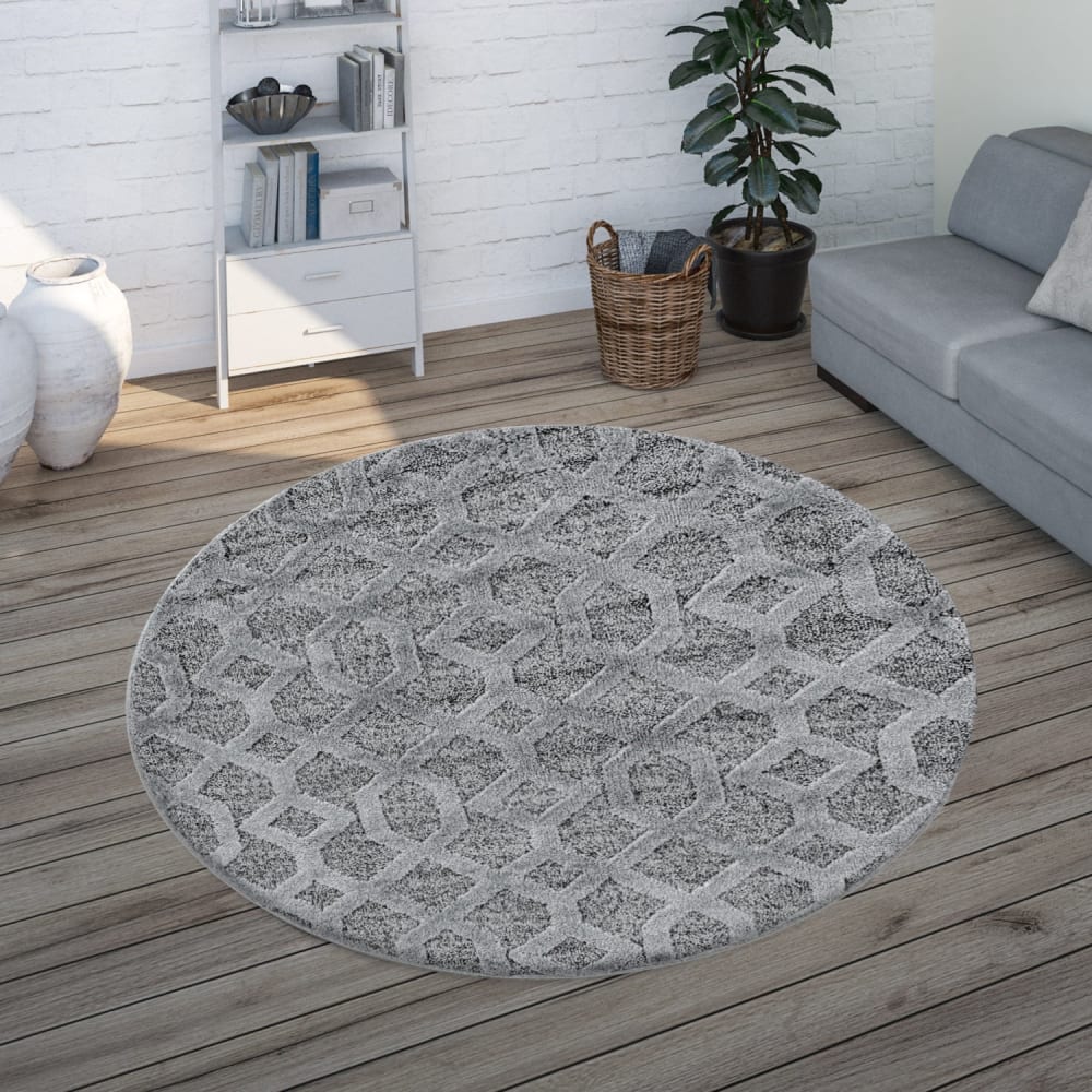 YASI - Tapis Berbère Rond à relief - Gris 200 x 200 cm