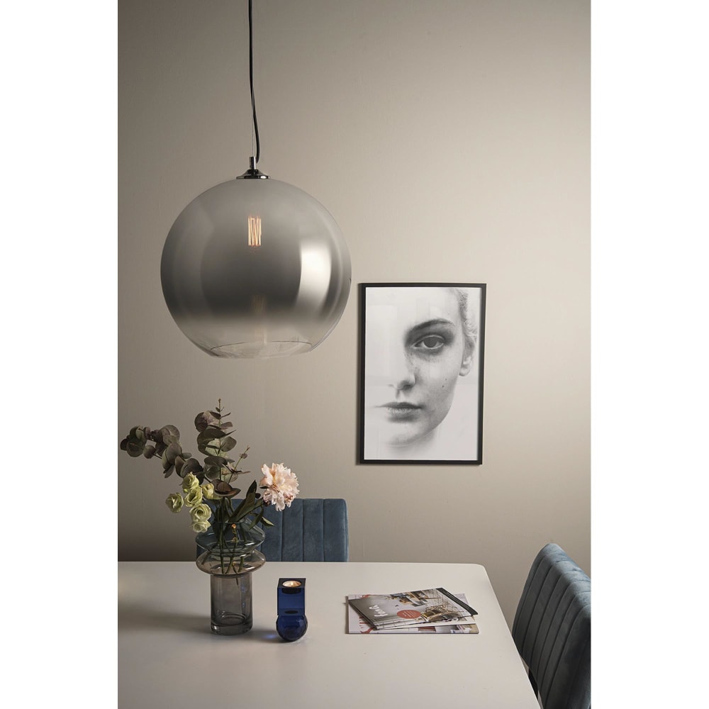 Suspension verre chrome 36,5x40cm - Maisons du Monde