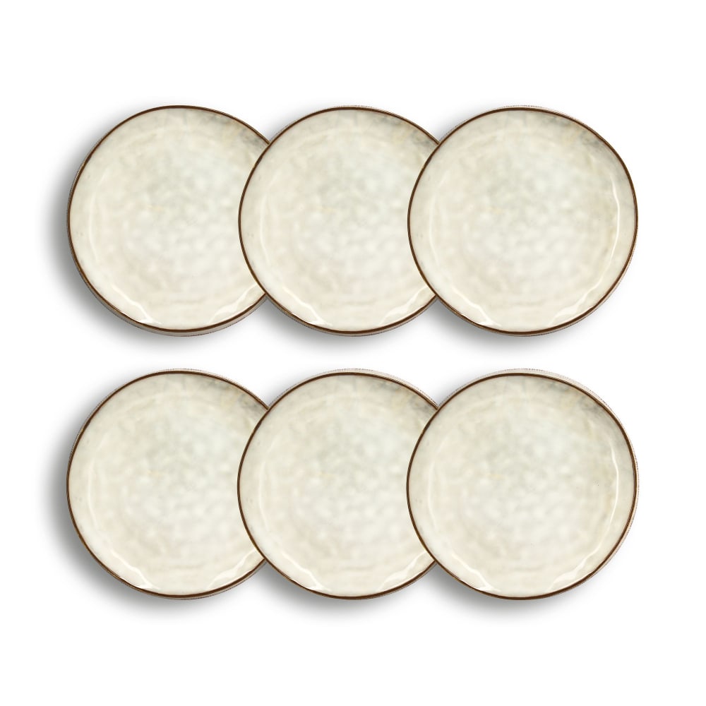 Lot de 6 assiettes desserts en grès gris 20,5cm Lot de 6 assiettes desserts en grès gris 20,5cm