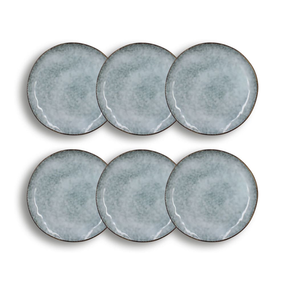 Lot de 6 assiettes desserts en grès bleu 20,5cm Lot de 6 assiettes desserts en grès bleu 20,5cm