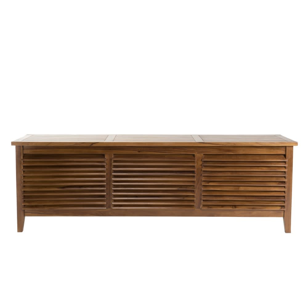 Baúl de jardín piscina de madera de teca aceitada 200x55 cm