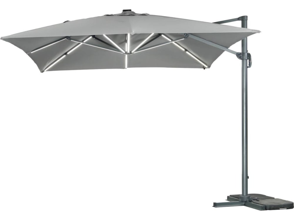 Parasol jardin en aluminium gris 300 x 300 x 290 cm
