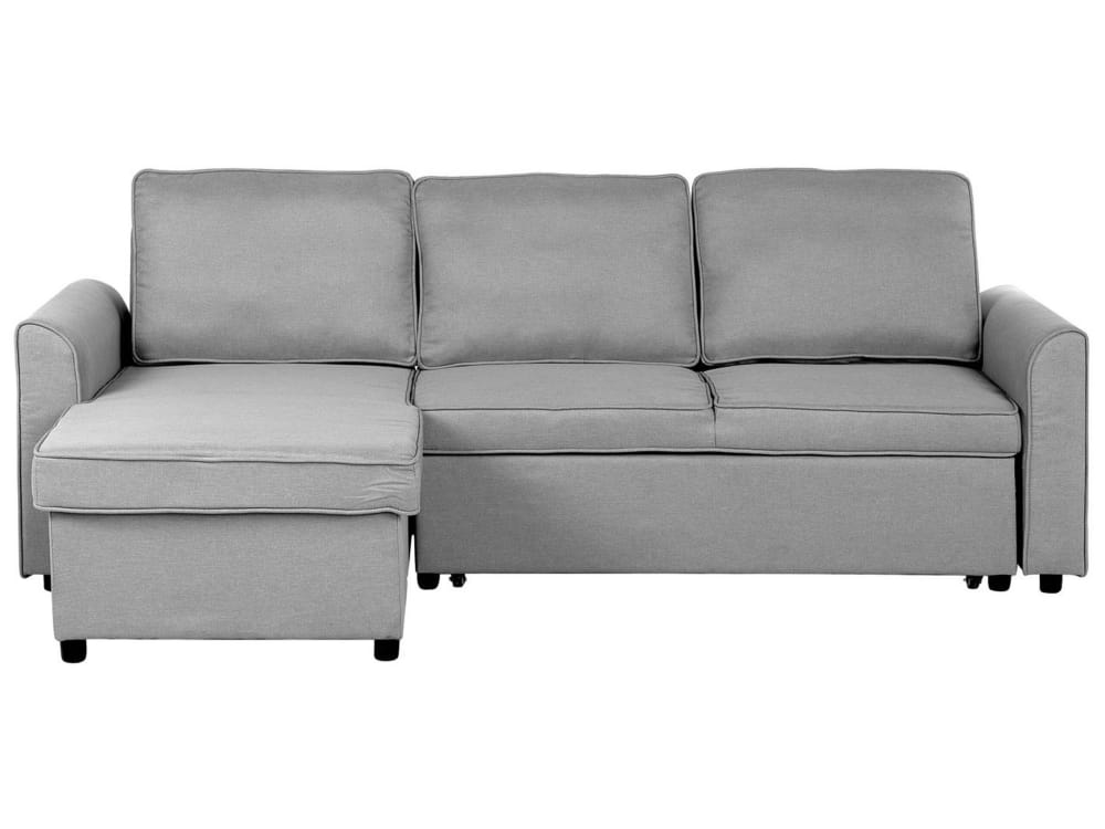 Ecksofa Linksseitig 3 Personen Aus Stoff, Grau