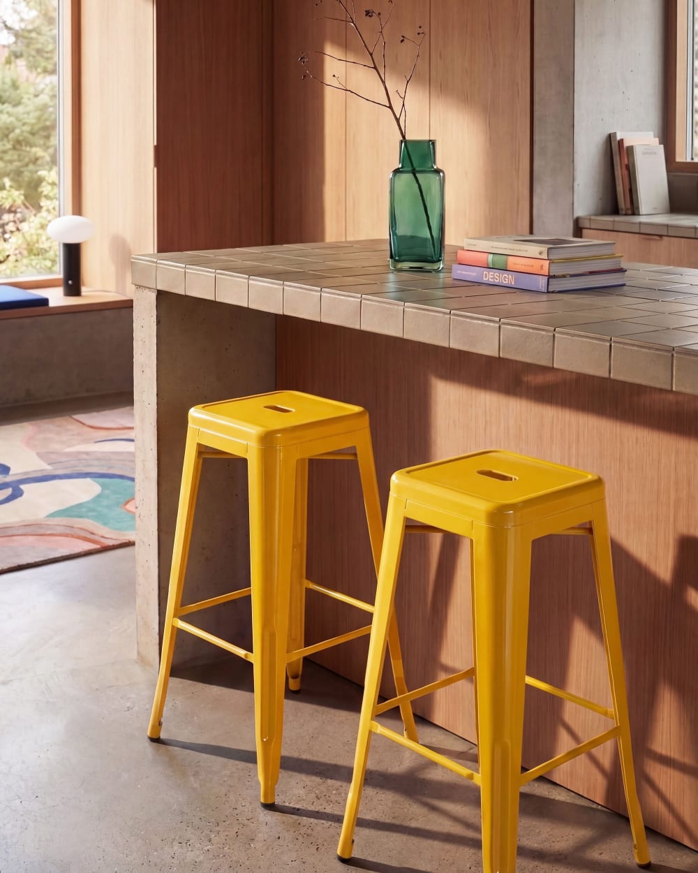 Lot de 2 tabourets de bar métal jaune