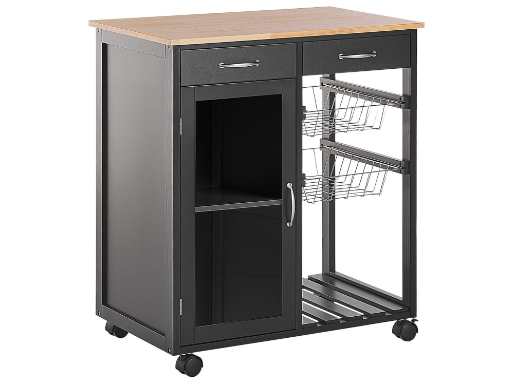 Beliani Servierwagen aus Mdf-platte 88cm, schwarz style classic chic - Spanplatte