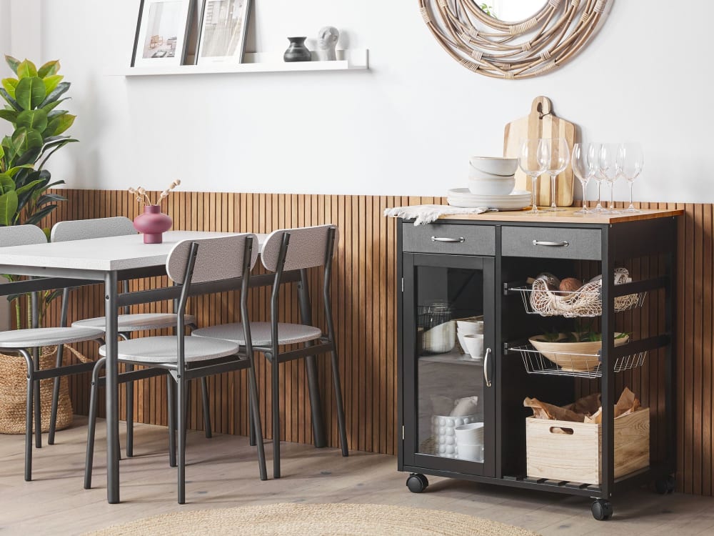 Servierwagen aus Mdf-platte 88cm, schwarz - Maisons Du Monde