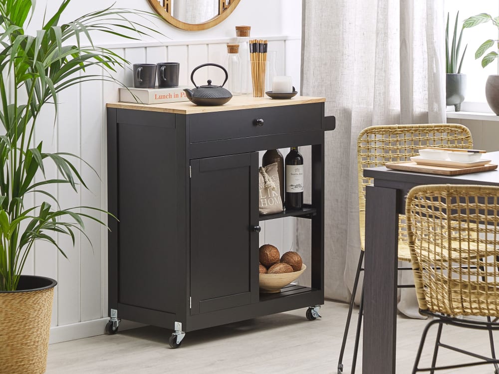 Servierwagen aus Mdf-platte 87cm, schwarz - Maisons Du Monde
