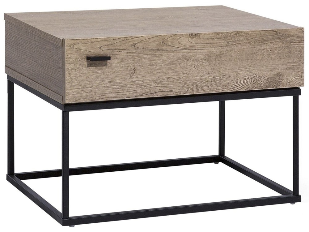 Beliani Nachttisch mit 1 Schublade aus Holzwerkstoff 39cm, braun style industrial - Spanplatte
