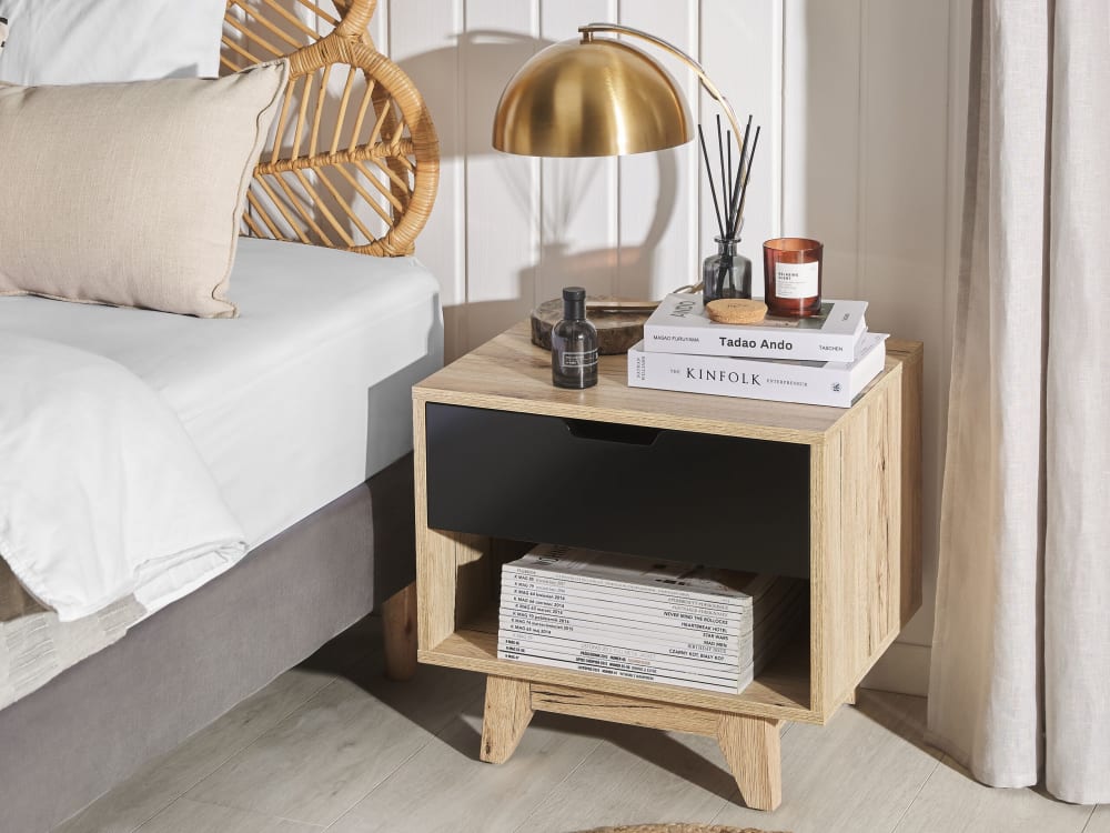 Nachttisch mit 1 Schublade aus Holzwerkstoff 46cm, braun -