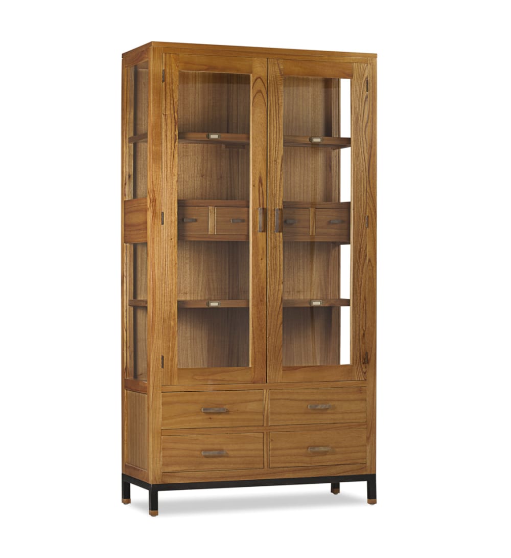 Vitrina de madera de mindi marrón y hierro negro alt. 190 cm