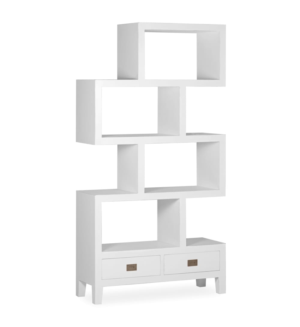 Librería de madera de mindi blanco alt. 190 cm