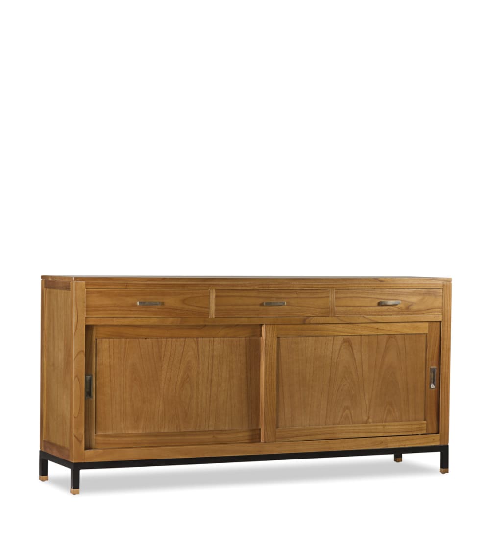Bufet de madera de mindi marrón y hierro negro anch. 180 cm