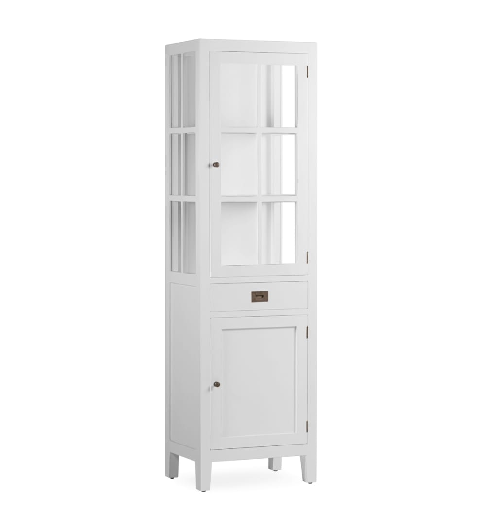 MOYCOR Vitrine aus Mindi-Holz, H 190 cm, weiß style seaside - Holz