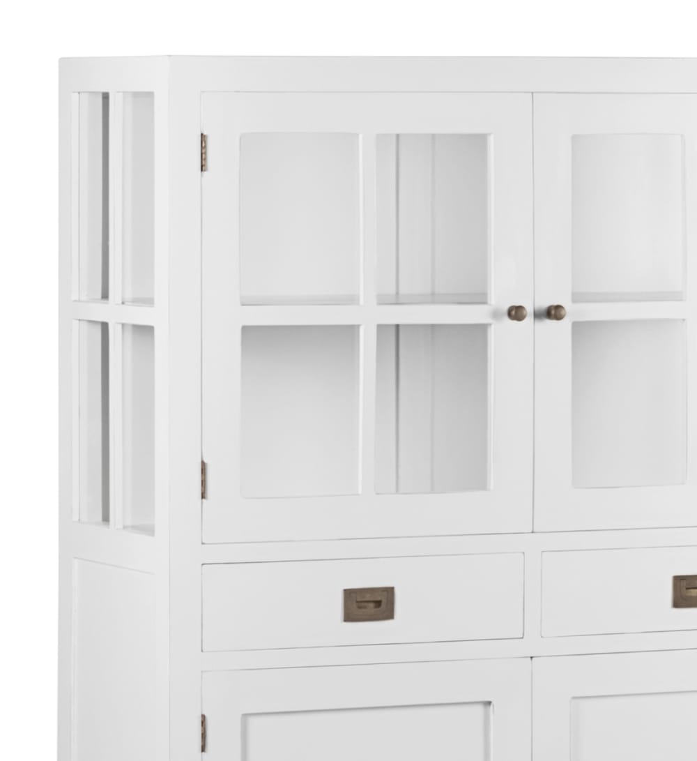 Vitrine en bois de mindi blanc H 145 cm