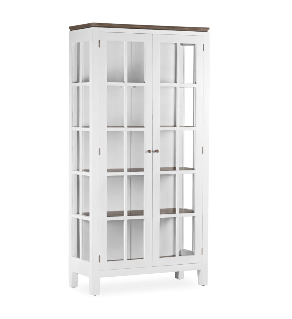 Vitrina de madera de mindi blanco alt. 190 cm