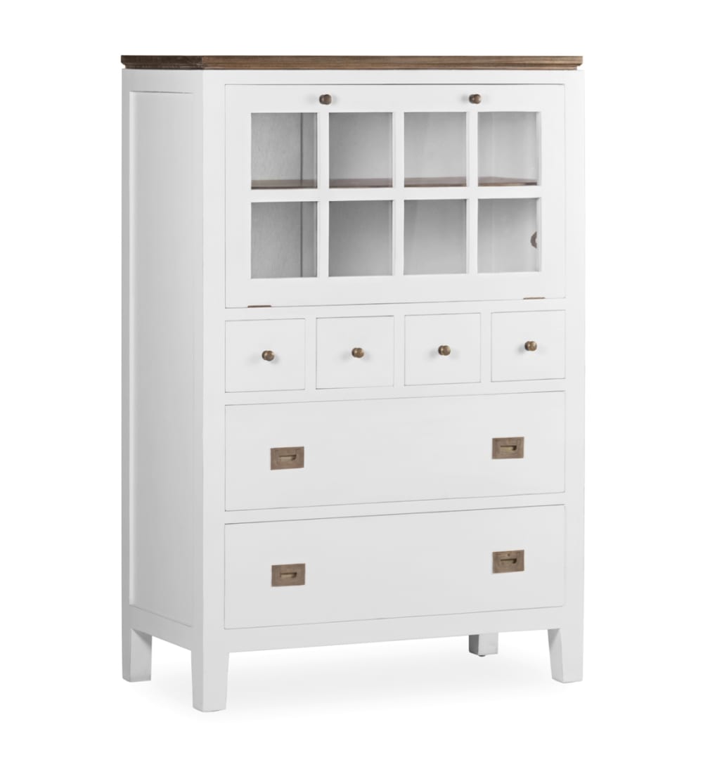 MOYCOR Kommode aus Mindi-Holz, L 135 cm, zweifarbig style seaside Weiß Holz
