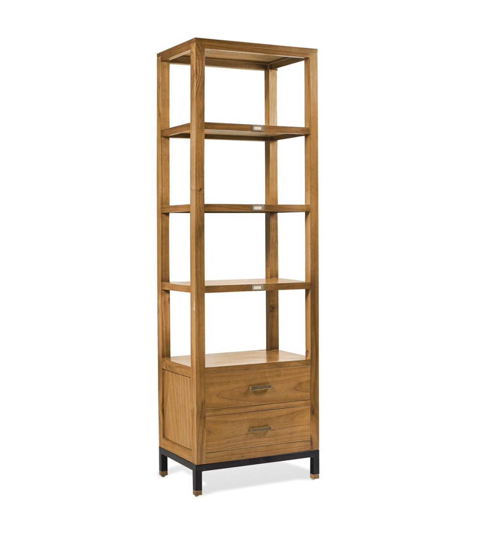 MOYCOR Bücherregal aus Mindi-Holz und Metall, H 190 cm, zweifarbig style industrial Braun Holz
