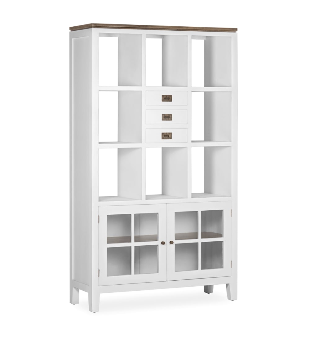 MOYCOR Bücherregal aus Mindi-Holz, H 190 cm, zweifarbig style seaside Weiß Holz