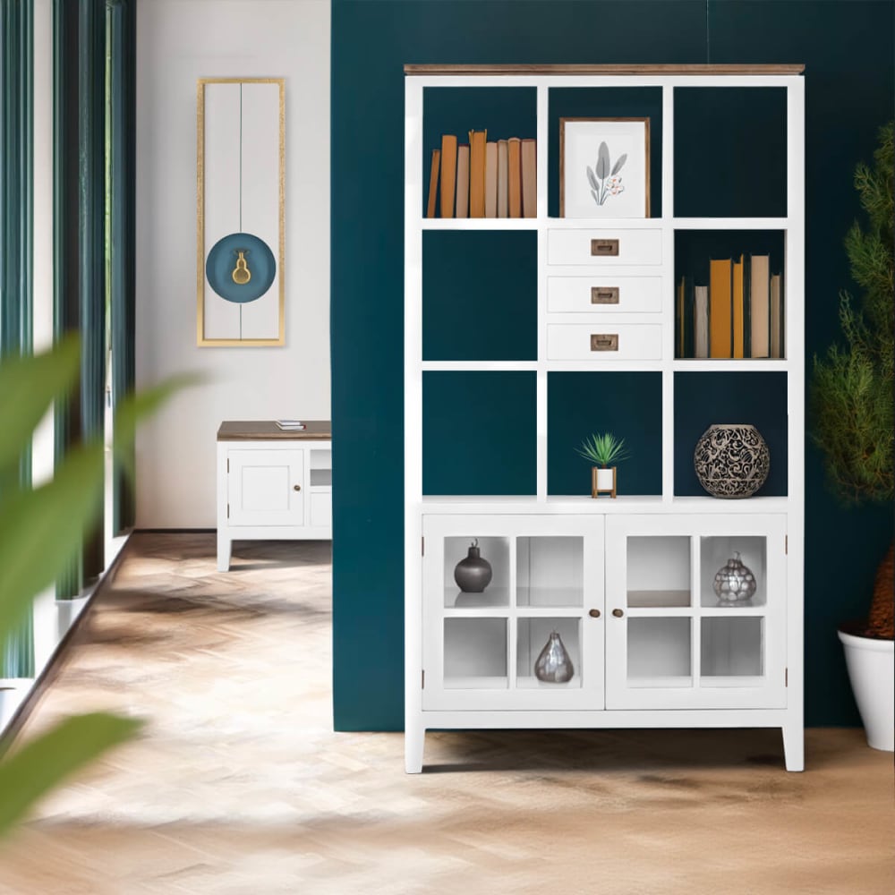Librería de madera de mindi blanco y marrón alt. 190 cm - Maisons du Monde