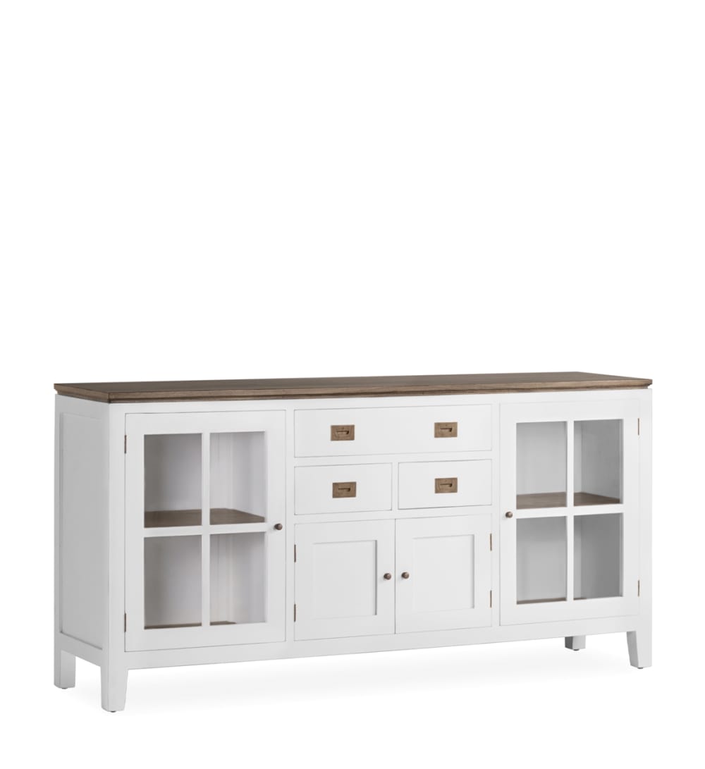 Bufet de madera de mindi blanco y top marrón anch. 180 cm