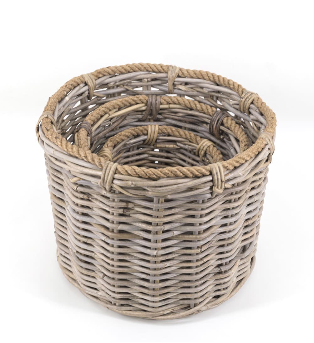 Set 3 cestas de ratán y cuerda d. 40 - Maisons du Monde