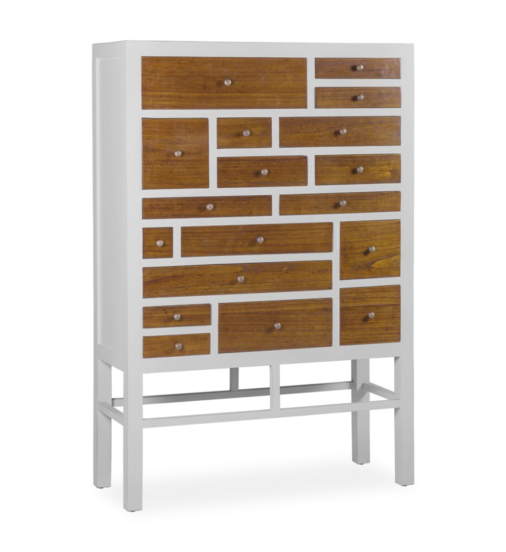 Cajonera de madera de mindi blanco y marrón anch. 100 cm