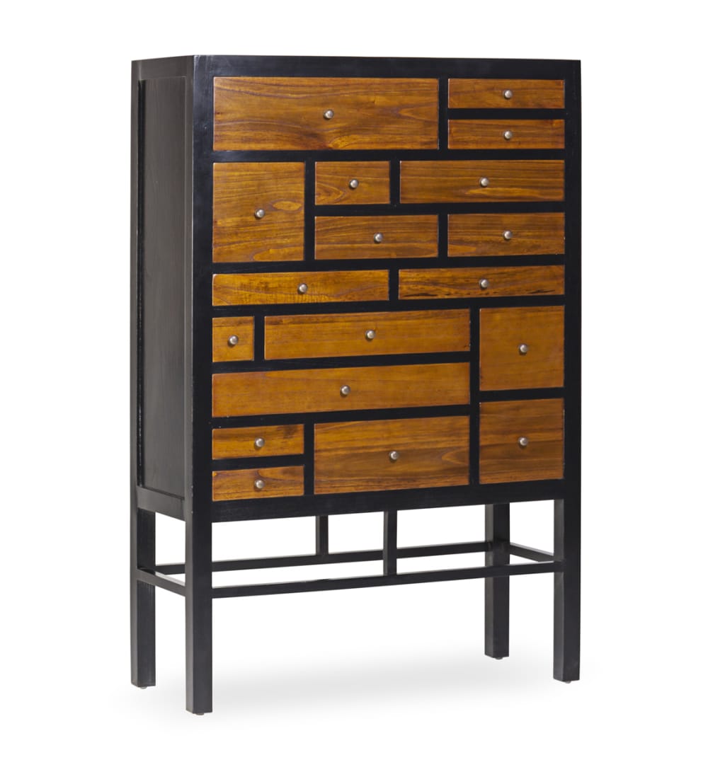 MOYCOR Kommode aus Mindi-Holz, H 145 cm, zweifarbig style industrial Schwarz Holz