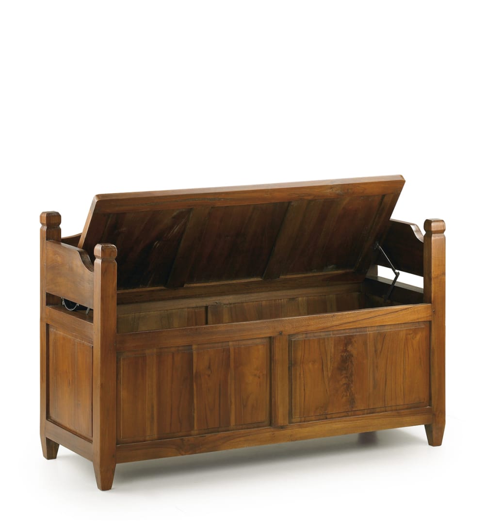 Banc avec coffre de rangement en mindi marron L 110 cm
